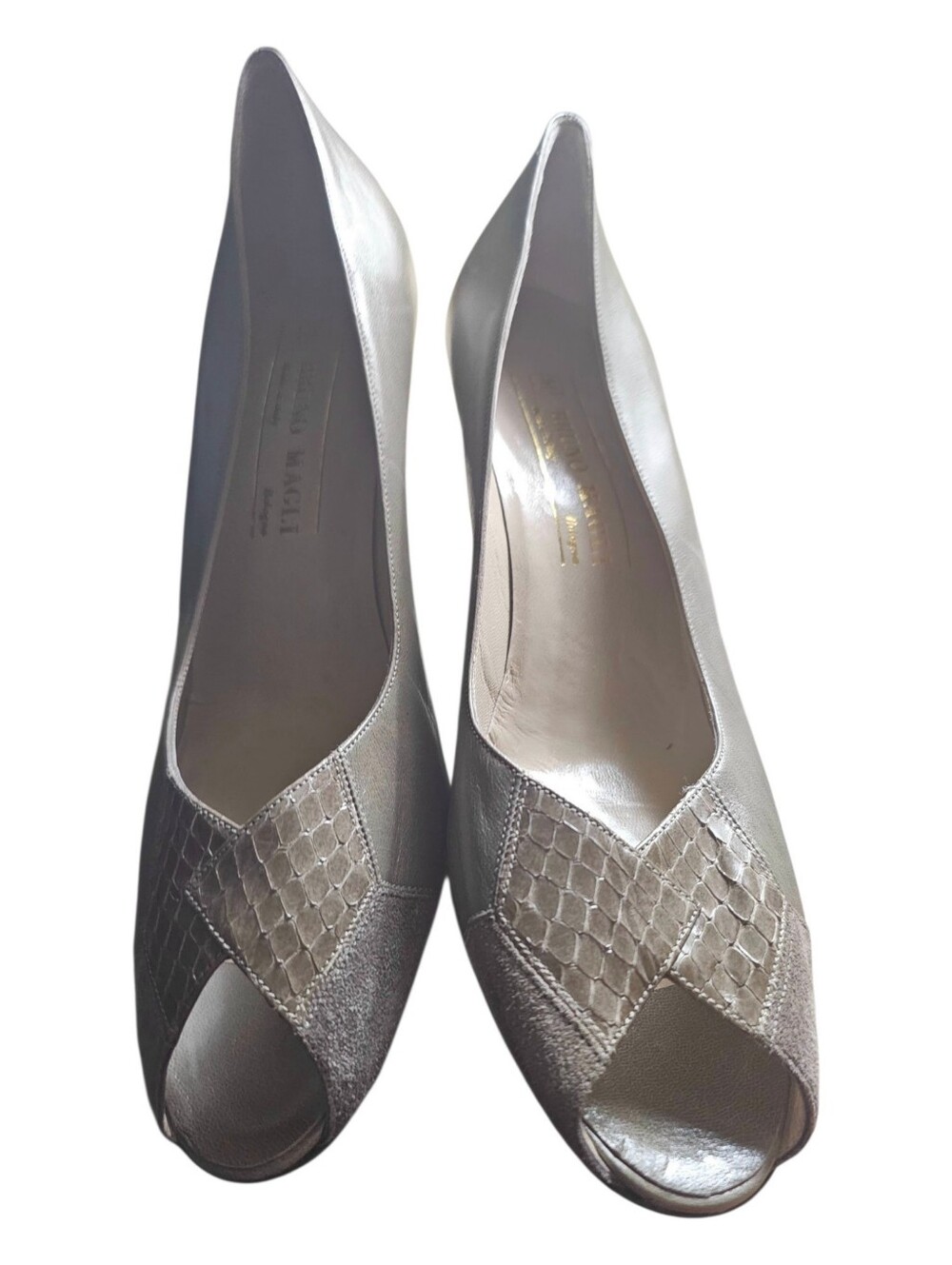 Bruno Magli Vintage Taupe Leather Peep Toe Kitten Heels - NWOB Size 8